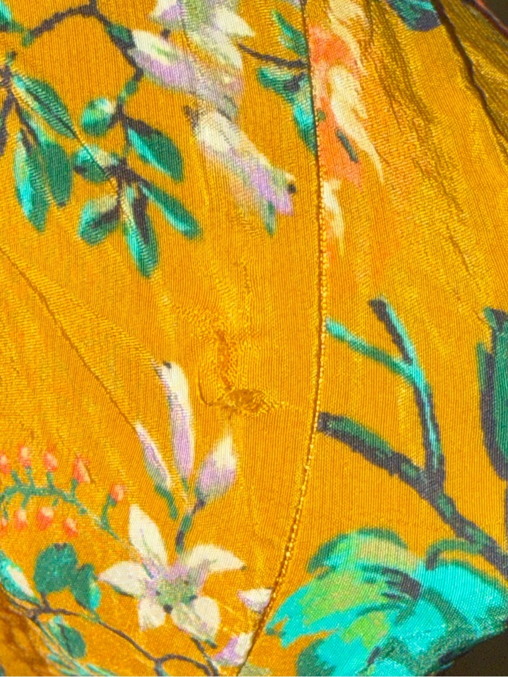 Anthropologie Mustard and Green Floral V-Neck Maxi Dress - Picture 13 of 13
